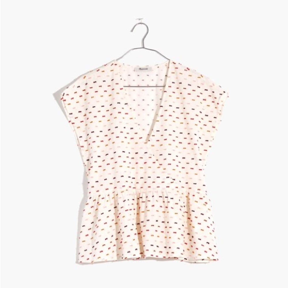 Madewell Peplum Crossover Top in Rainbow Clipdot